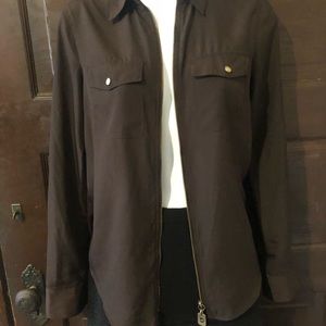 Michael Kors brown  front zipper shirt